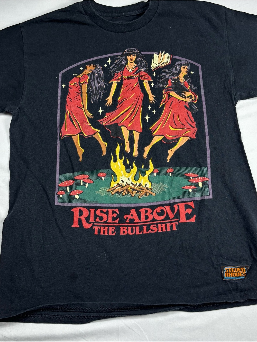 RHODE Black Graphic Tee with Red and Yellow Illustration